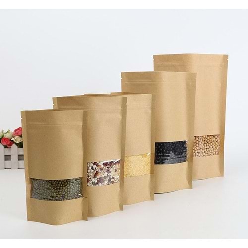 DOYPACK KİLİTLİ KRAFT PENCERELİ 11 CM X 18,5 CM