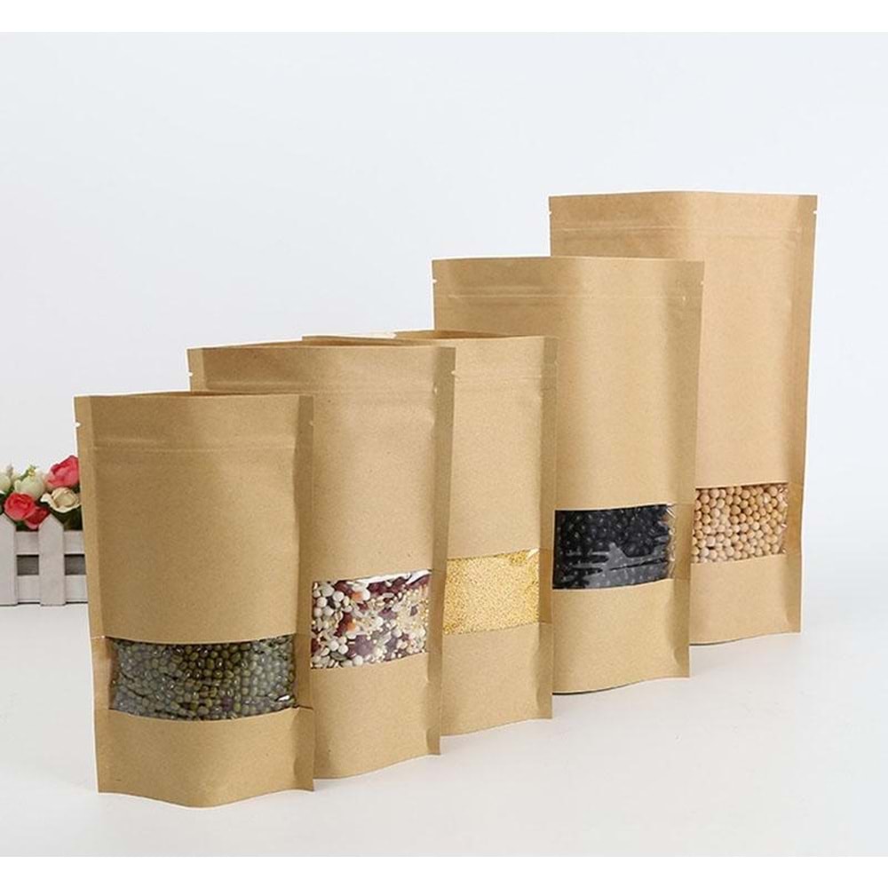 DOYPACK KİLİTLİ KRAFT PENCERELİ 18 CM X 30 CM